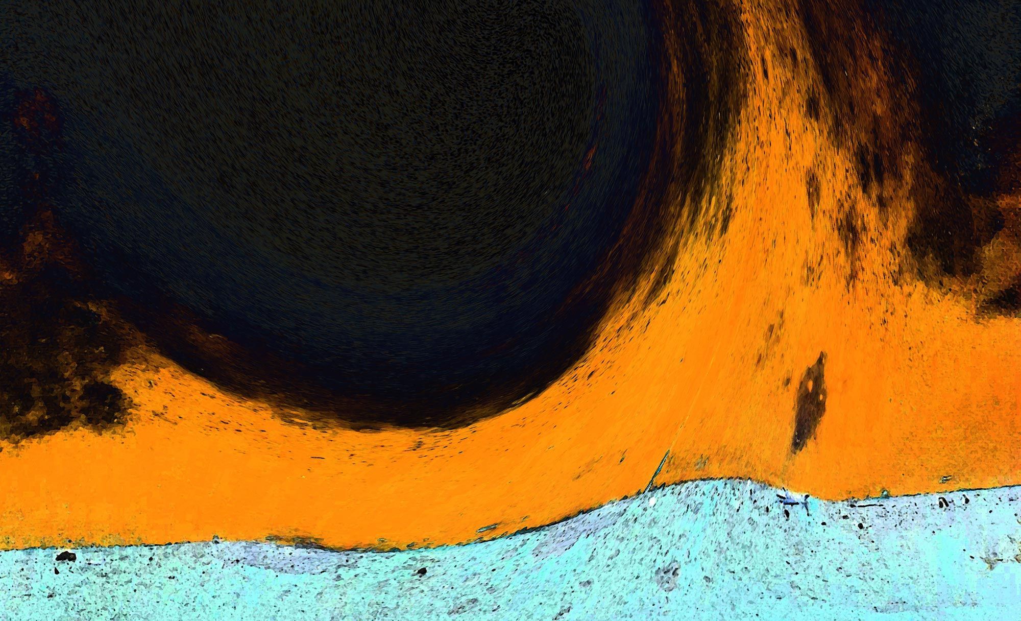 Detalle del cuadro Orange Wave de la artista lituana Ina Mindiuz