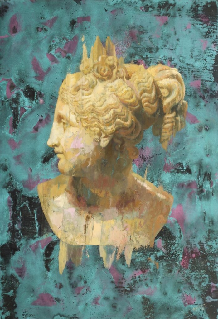 Obra de Torregar Busto de Venus Itálica Óleo, acrílico y tinta china sobre papel