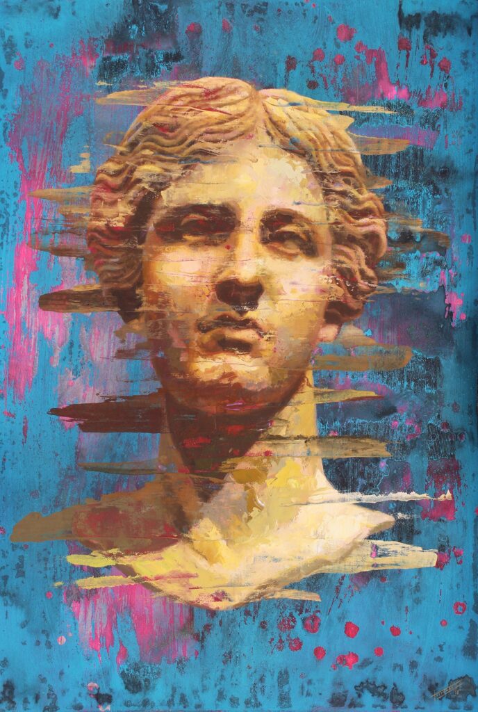 Obra de Torregar Busto de Venus de Milo - Óleo, acrílico y tinta china sobre papel. 112 x 76 cm